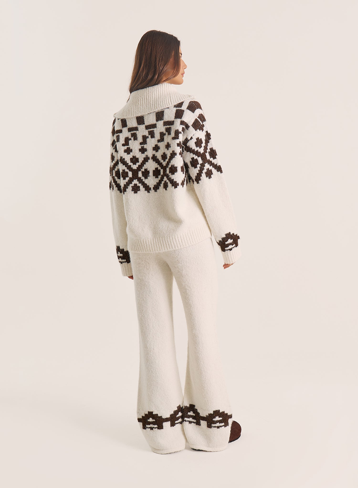 Cream Fairisle Knitted Trousers